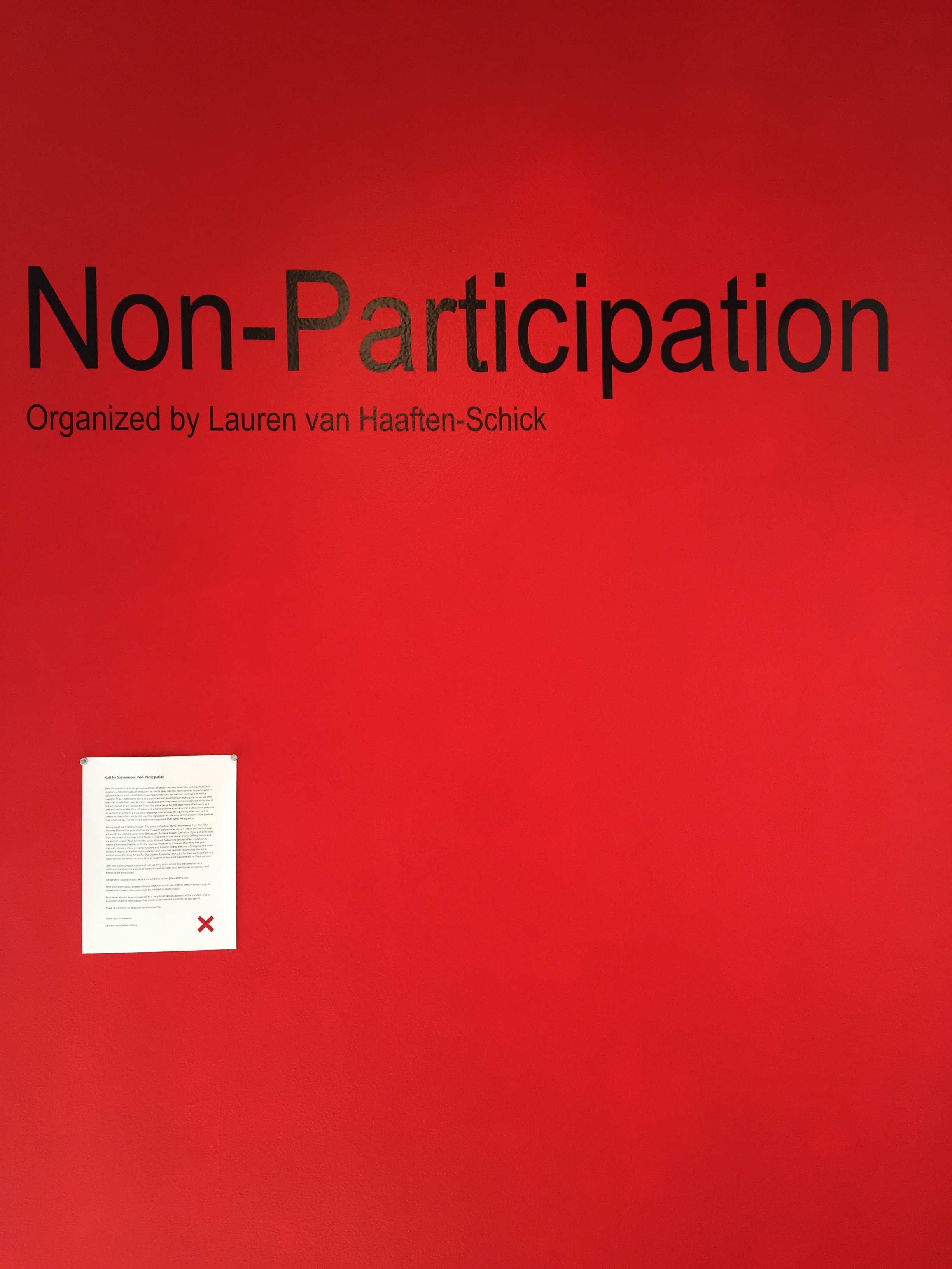 Non-Participation, Installation view, The Art League Houston